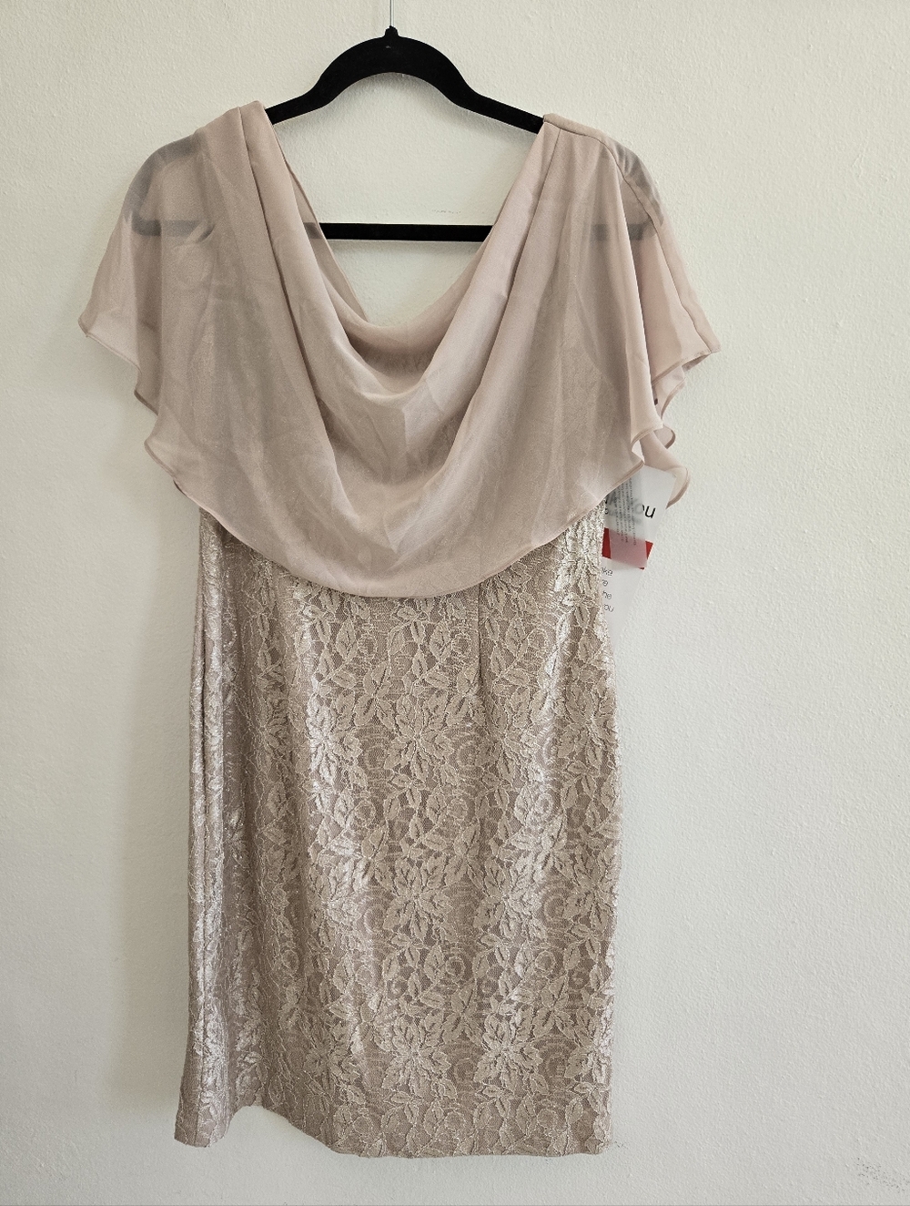 Jessica Howard Elegant Gold Petite Dress (6P) with Shimmer Cape Accent